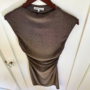 Reformation Gold Mini Dress